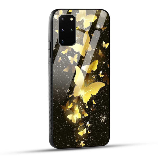 Samsung Galaxy S20 Plus Back Cover Golden Butterfly Printed Glass Case