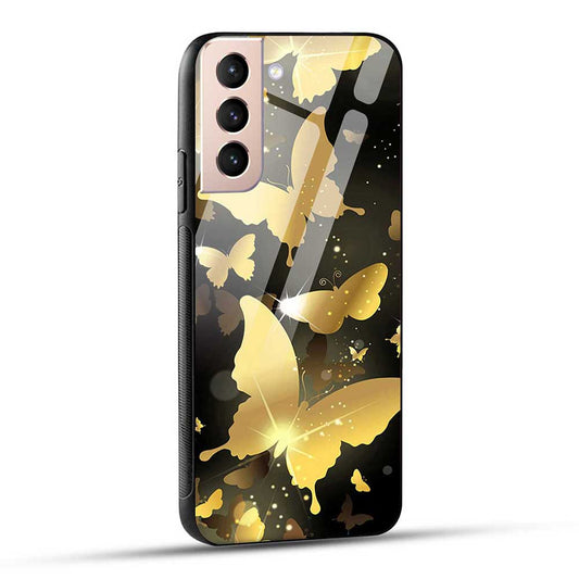 Samsung Galaxy S21 5G Back Cover Gold Butterfly Glass Case