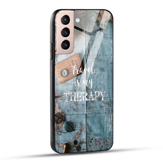 Samsung Galaxy S21 5G Back Cover Travel Is My Therapy Printed Glass Case
