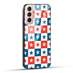 Samsung Galaxy S21 5G Back Cover Blue And Red Star Print Printed Glass Case
