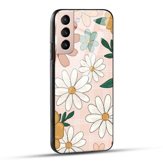 Samsung Galaxy S21 5G Back Cover Retro Flower Art Printed Glass Case
