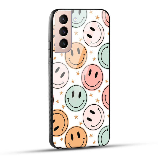 Samsung Galaxy S21 5G Back Cover Smiling Flowers And Stars Printed Glass Case