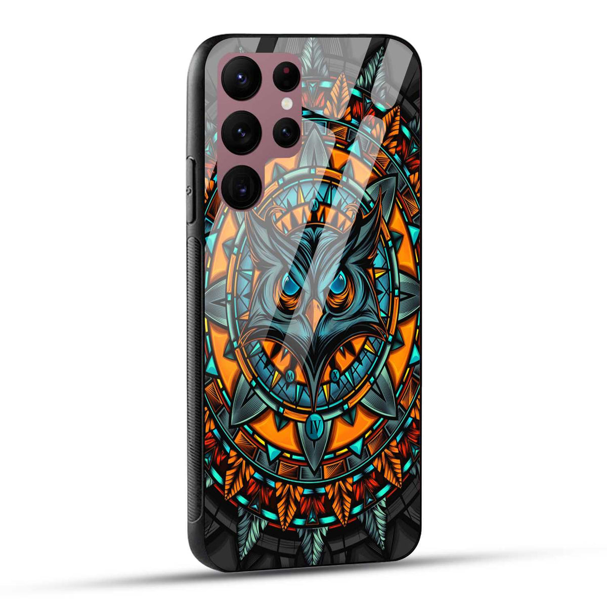 Samsung Galaxy S22 Ultra 5G Back Cover Attractive Owl Printed Glass Case