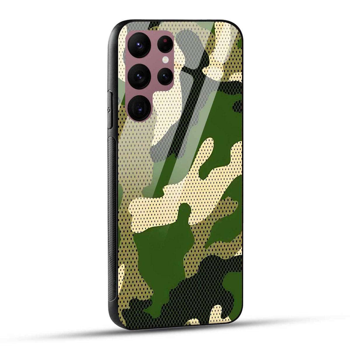 Samsung Galaxy S22 Ultra 5G Back Cover Camouflage Printed Glass Case