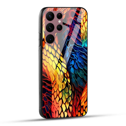 Samsung Galaxy S22 Ultra 5G Back Cover Colorburst Jungle Rainbow Animal Spots Printed Glass Case