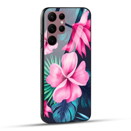 Samsung Galaxy S22 Ultra 5G Back Cover Retro Flowers  Printed Glass Case