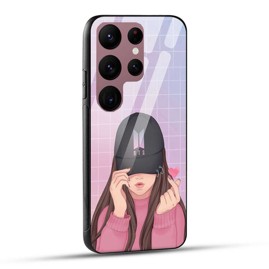 Samsung Galaxy S23 Ultra 5G Back Cover Cap Girl Printed Glass Case
