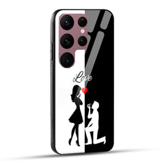 Samsung Galaxy S23 Ultra 5G Back Cover Love Proposal Printed Glass Case