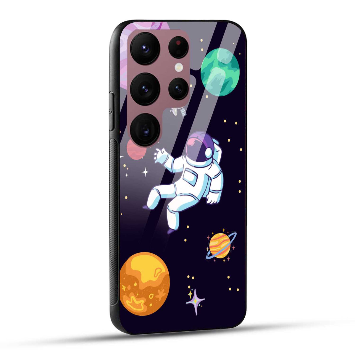 Samsung Galaxy S23 Ultra 5G Back Cover Colorful Illustration Astronaut Printed Glass Case