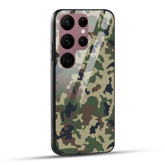 Samsung Galaxy S23 Ultra 5G Back Cover Army Pattern Printed Glass Case