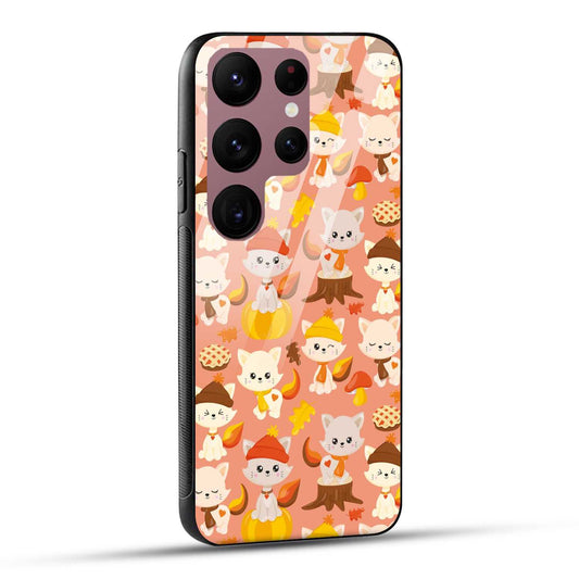 Samsung Galaxy S23 Ultra 5G Back Cover Cute Kittys Printed Glass Case