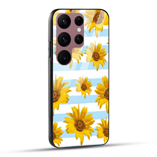 Samsung Galaxy S23 Ultra 5G Back Cover Beautiful Sunflower Doodle Printed Glass Case