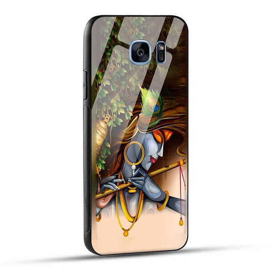 Samsung Galaxy S7 Edge Back Cover Lord Krishna with Flute Glass Case