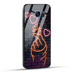 Samsung Galaxy S7 Edge Back Cover Swag Cute Hearts Printed Glass Case