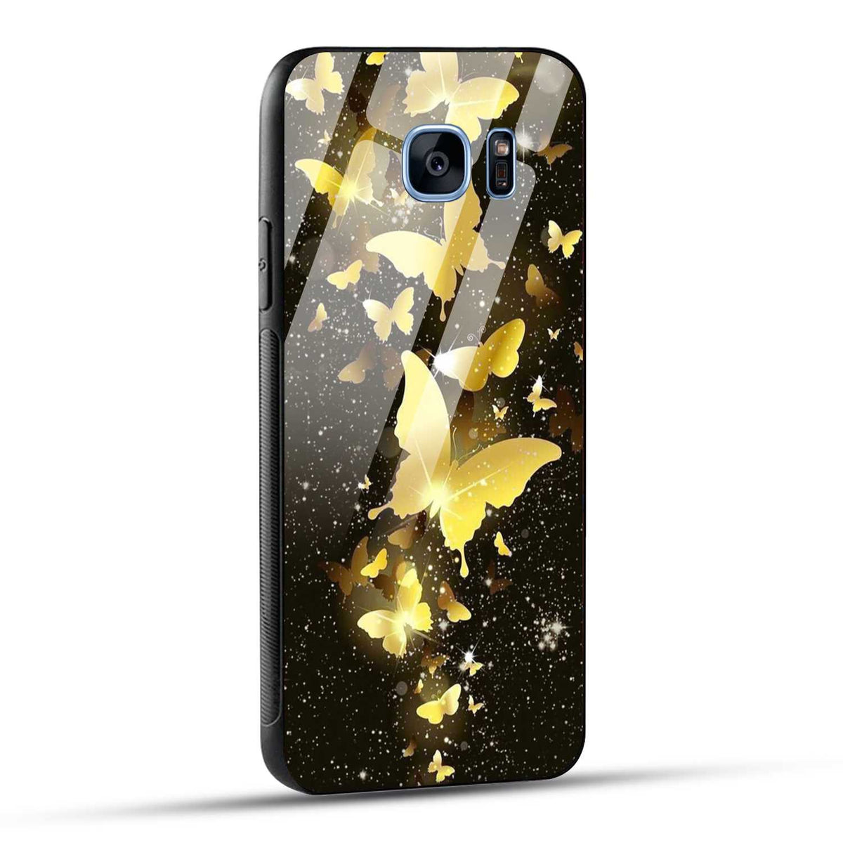 Samsung Galaxy S7 Edge Back Cover Golden Butterfly Printed Glass Case