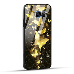 Samsung Galaxy S7 Edge Back Cover Golden Butterfly Printed Glass Case