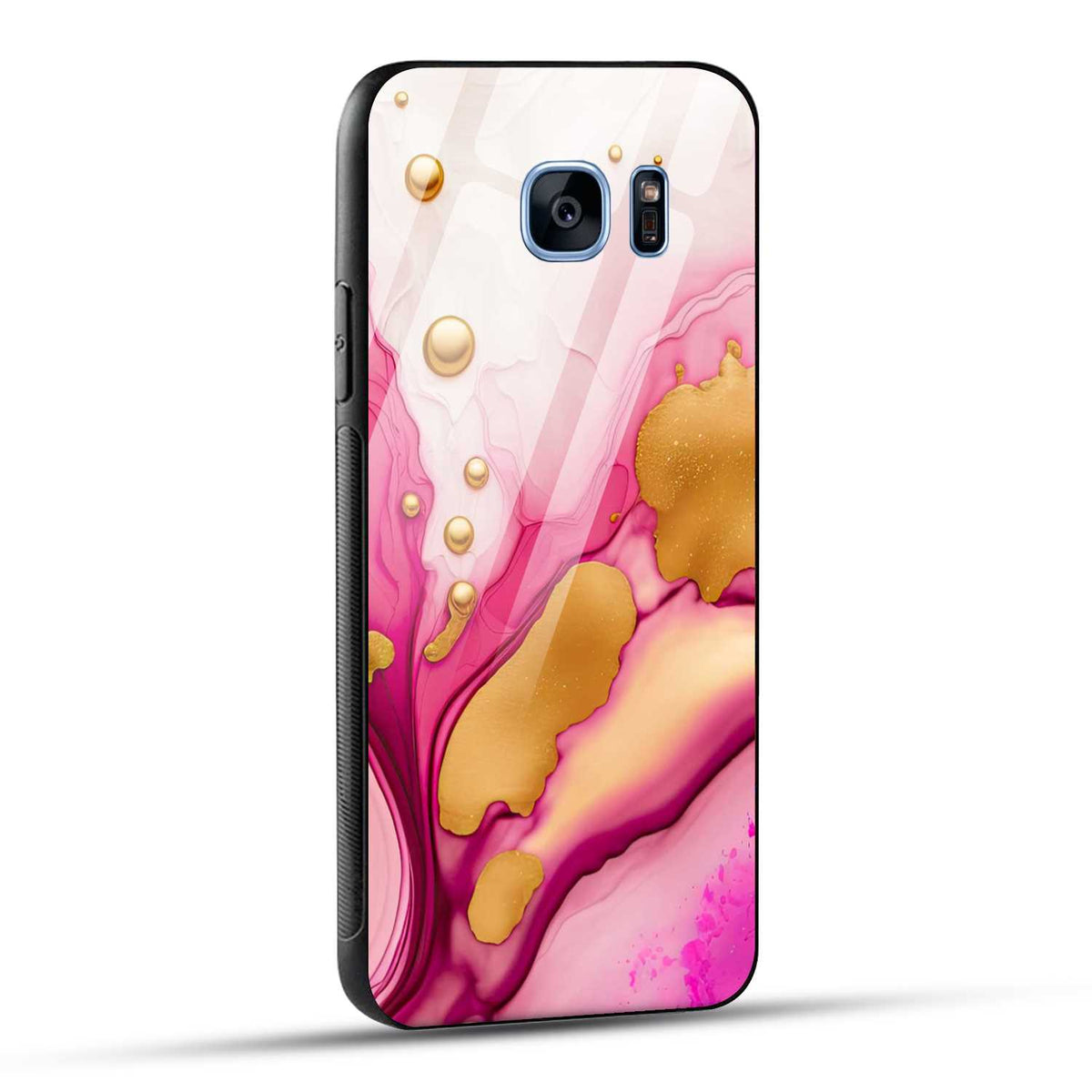 Samsung Galaxy S7 Edge Back Cover Golden Marble Printed Glass Case