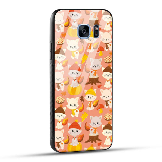 Samsung Galaxy S7 Edge Back Cover Cute Kittys Printed Glass Case