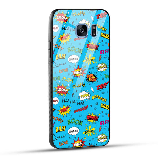 Samsung Galaxy S7 Edge Back Cover Doodle Of Texts Printed Glass Case
