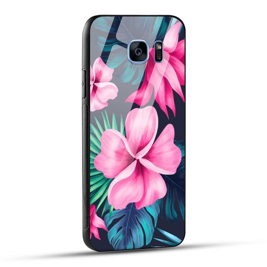 Samsung Galaxy S7 Edge Back Cover Retro Flowers  Printed Glass Case