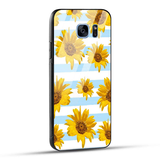 Samsung Galaxy S7 Edge Back Cover Beautiful Sunflower Doodle Printed Glass Case