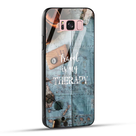 Samsung Galaxy S8 Plus Back Cover Travel Is My Therapy Printed Glass Case