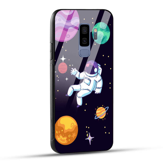 Samsung Galaxy S9 Plus Back Cover Colorful Illustration Astronaut Printed Glass Case