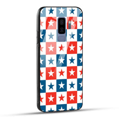 Samsung Galaxy S9 Plus Back Cover Blue And Red Star Print Printed Glass Case