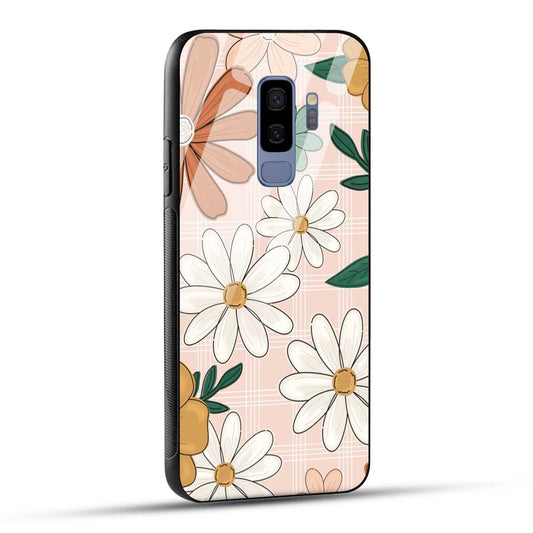 Samsung Galaxy S9 Plus Back Cover Retro Flower Art Printed Glass Case