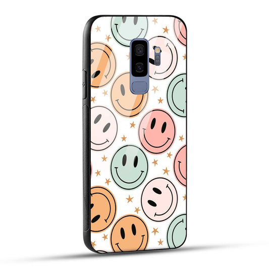 Samsung Galaxy S9 Plus Back Cover Smiling Flowers And Stars Printed Glass Case
