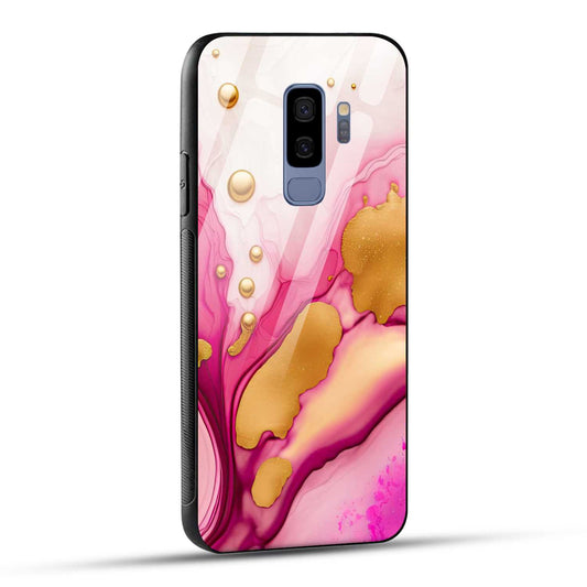 Samsung Galaxy S9 Plus Back Cover Golden Marble Printed Glass Case