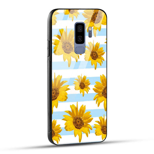 Samsung Galaxy S9 Plus Back Cover Beautiful Sunflower Doodle Printed Glass Case