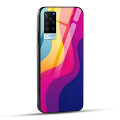 VIVO X60 Back Cover Rainbow Color Wave Glass Case