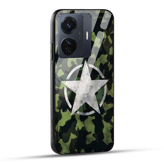 Vivo T1 Pro 5G / iQOO Z6 Pro 5G Back Cover Military Camouflage Star Glass Case