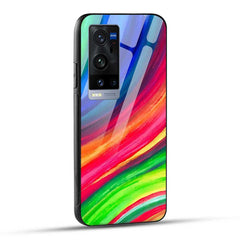 Vivo X60 Pro Plus Back Cover Colourful Texture Rainbow Glass Case