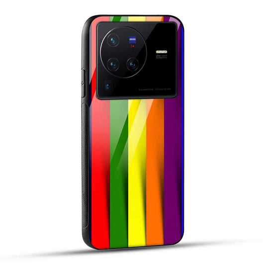 Vivo X80 Pro 5G Back Cover Rainbow Stripes Color Glass Case