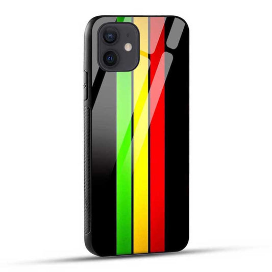 Green Yellow Red Lines Glass Case