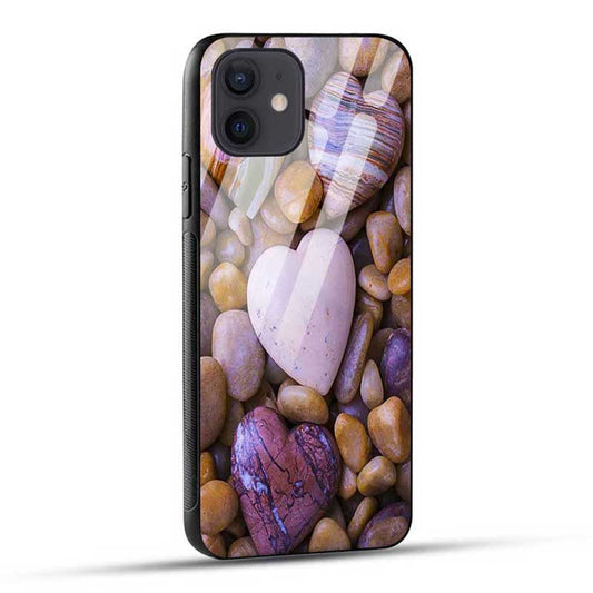 Heartshape Stones Glass Case