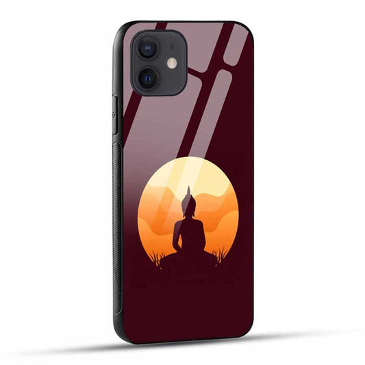 Meditating Lord Budha Glass Case