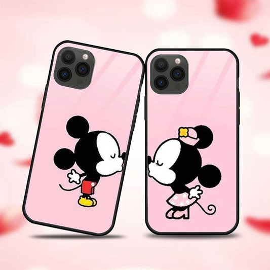 Micky  And Minie Kissing Each Other  Glass Couple Case