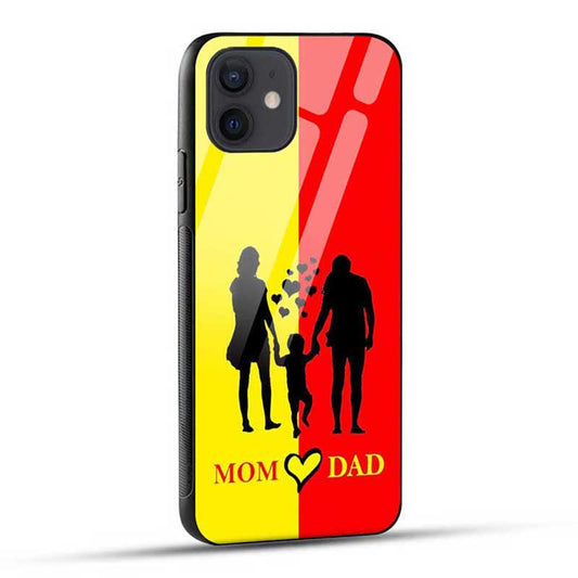 Mom Dad Love Red Yellow Glass Case