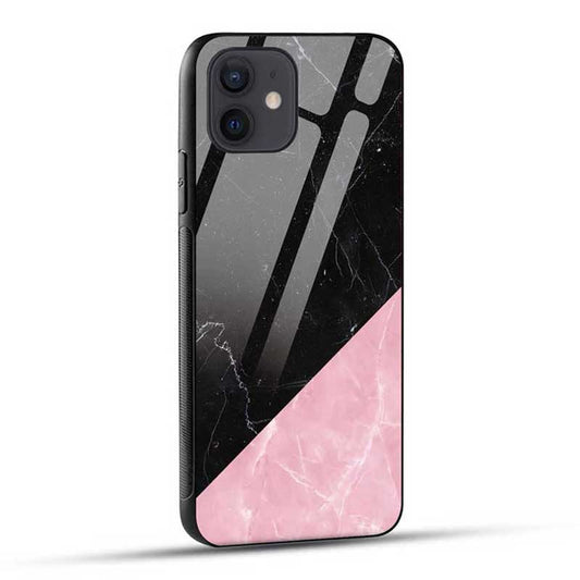 Pink Black Marble Glass Case