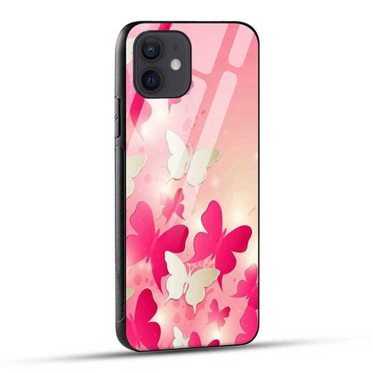 Pink Butterfly Glass Case