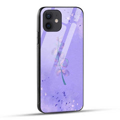 Purple Pastel Floral Glass Case