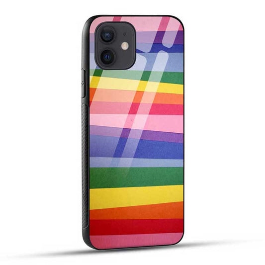 Rainbow Color Pattern Glass Case