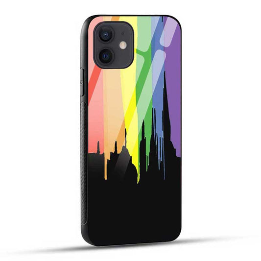 Rainbow Colors On Black Glass Case
