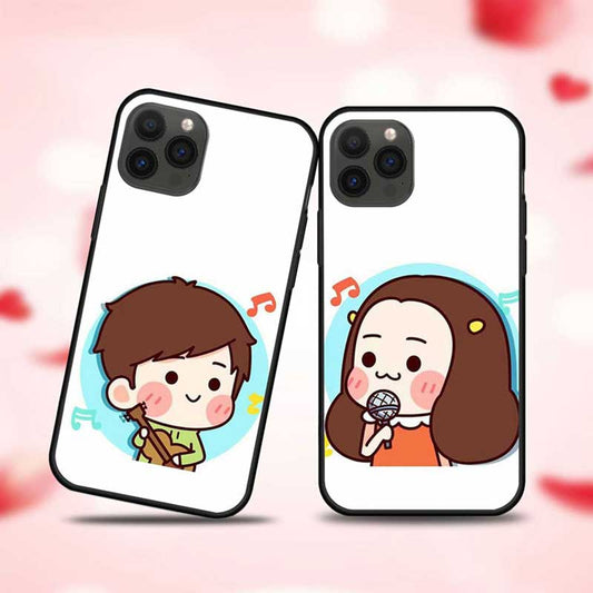 She Is Singing For Her Cartoon Couple  Glass Couple Case