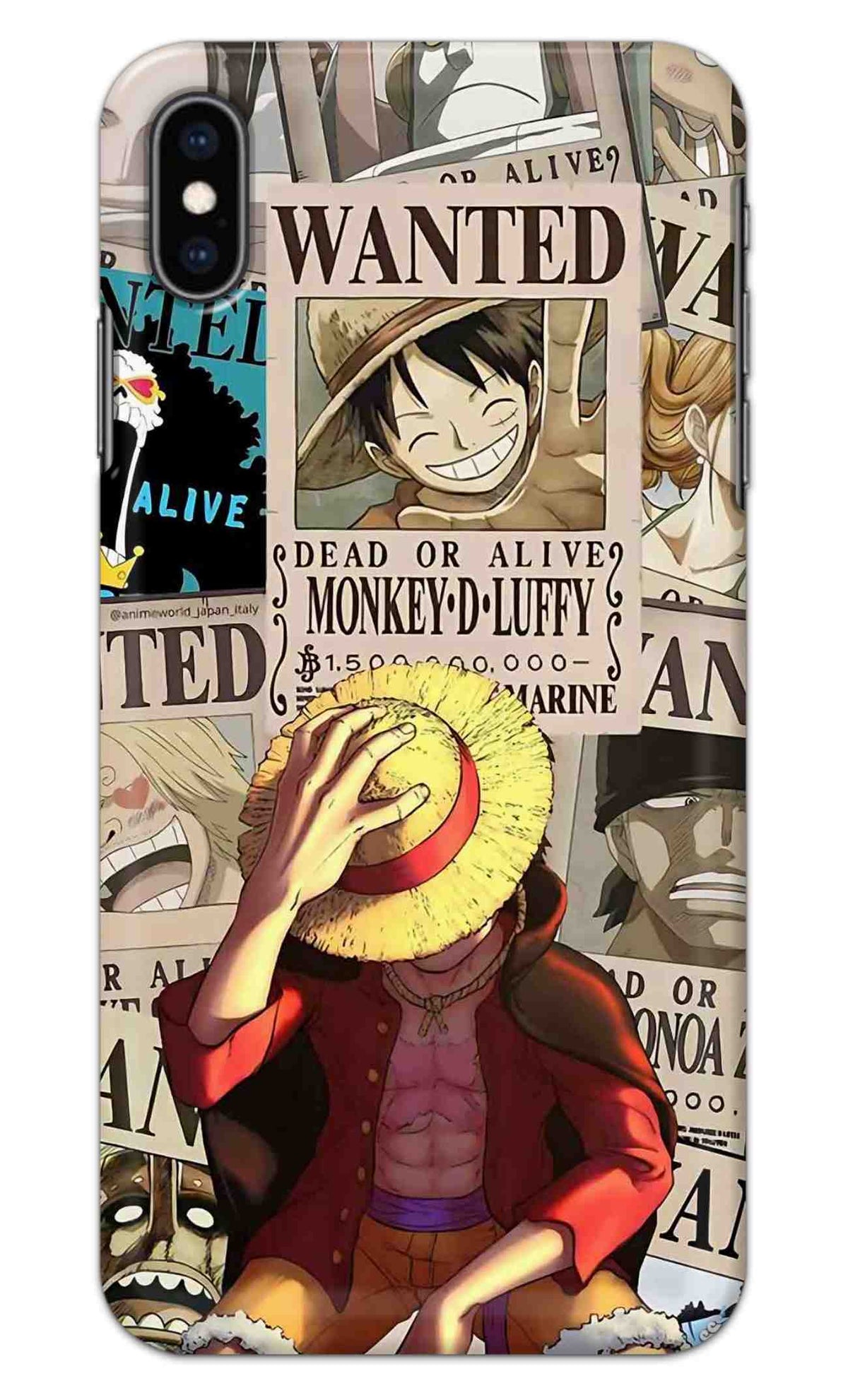 iPhone Xs Max Back Cover Anime One Piece Wanted Luffy  Printed Hard Case