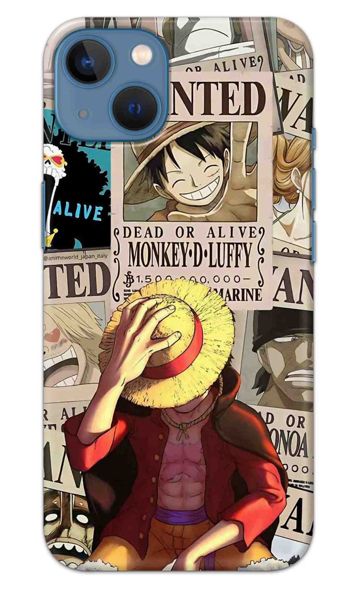 iPhone 13 Back Cover Anime One Piece Wanted Luffy  Printed Hard Case