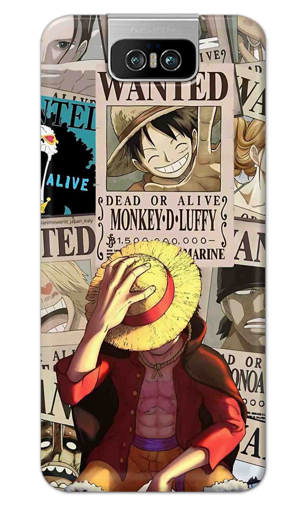 ZENFONE 6 Back Cover Anime One Piece Wanted Luffy  Printed Hard Case